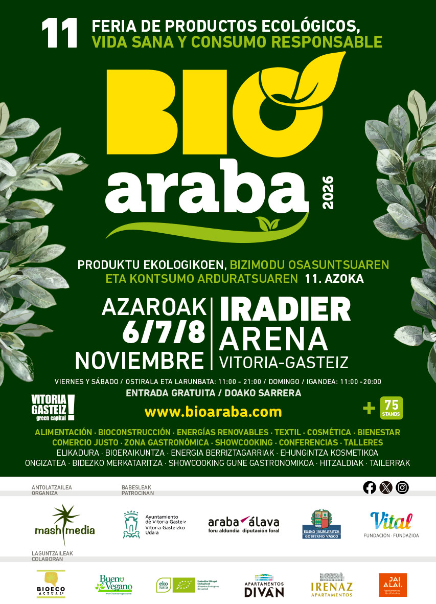 Cartel de BIOARABA 2026 - Feria de Productos Ecológicos, Vida Sana y Consumo Responsable